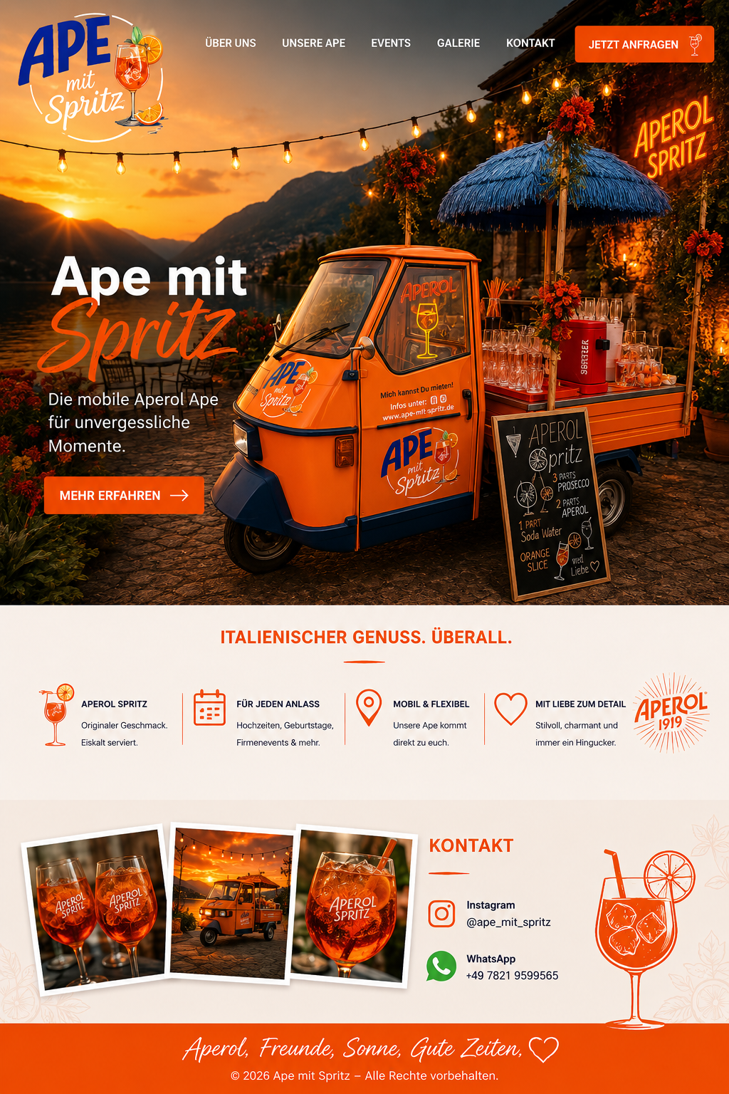 Ape mit Spritz Homepage